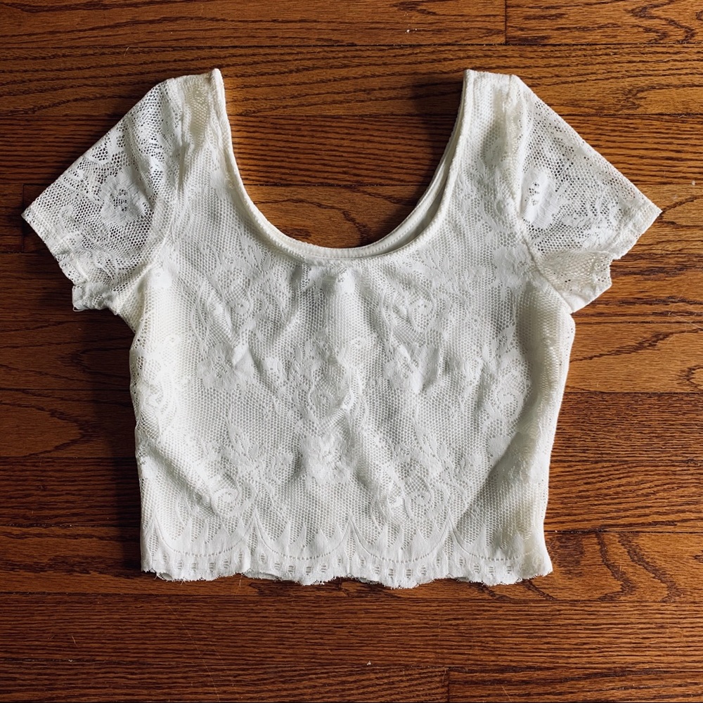 American Rag White Lace Crop Top Medium NWOT